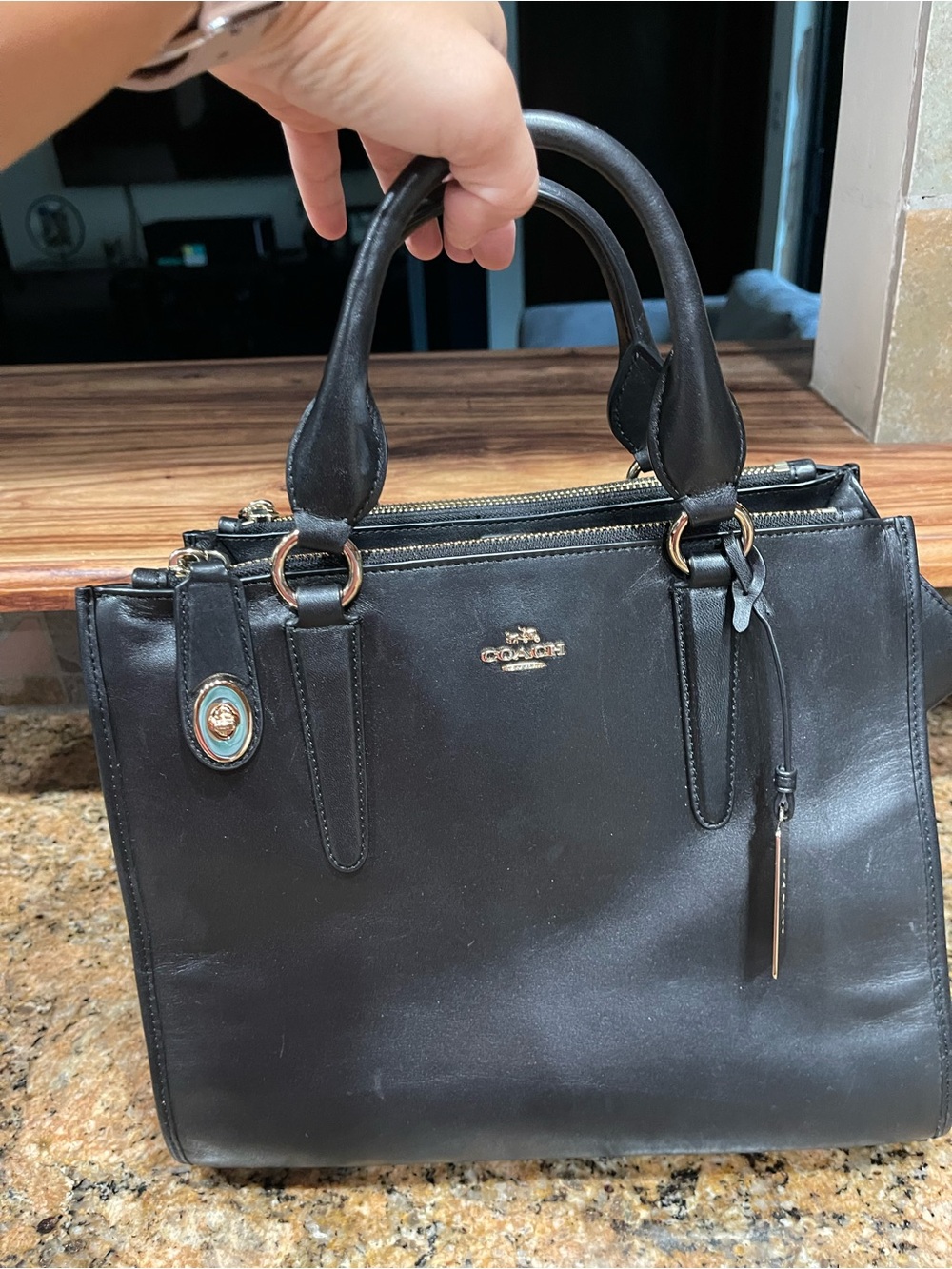 Coach Black Leather Satchel with Gold Hardware